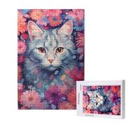 Chat Puzzle 1500 Pièces Adultes Puzzle Fleur Classique, Activite Manuelle Adulte, Puzzles de Jeu Stimulants, Puzzles impossible, Enjoy Activités de défi Familial pour Ies Soirées de Jeu,p1235t
