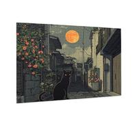 Chat Puzzle 300 Pièces Adultes Puzzle Rue Motif Design avec Emballage Cadeau pour Cadeau Femme, Hands on Game Activité Familiale Stimulante Débutants pour Decoration Murale Maison 40 x 28 cm -894Y