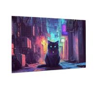 Chat Puzzle 300 Pièces Adultes Puzzle Rue Motif Design avec Emballage Cadeau pour Cadeau Femme, Hands on Game Activité Familiale Stimulante Débutants pour Decoration Murale Maison 40 x 28 cm -893Y
