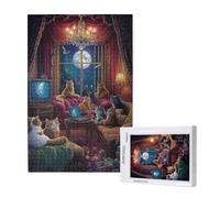 Chat Puzzle 500 Pièces Adultes Puzzle Lune Classique, DIY Activite Manuelle Adulte, Puzzles de Jeu Stimulants, Puzzles Impossible, Enjoy Activités de défi Familial pour Ies Soirées de Jeu,p1417t