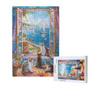 Chat Puzzle 500 Pièces Adultes Puzzle Paysage Classique, Activite Manuelle Adulte, Puzzles de Jeu Stimulants, Puzzles impossible, Enjoy Activités de défi Familial pour Ies Soirées de Jeu,p1635t