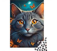 Chat Puzzle À 1000 Morceaux Papier Épais Gray Chat & Bugs Puzzle Familial Familles 8 Ans+ Passionnés Casse-tête Heures Divertissement Garanties 38x26cm/1000pcs