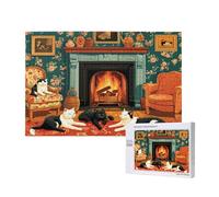 Chat Puzzle Animal 500 Pièces Adultes, DIY Puzzles Classiques Art avec Boîte d'emballage et Photos de Référence, Relaxation/Soulagement du Stress/Jeux Amusants, Creatif Cadeau pour Femme M-435