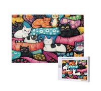 Chat Puzzle Animal 5000 Pièces Adultes, DIY Puzzles Classiques Art avec Boîte d'emballage et Photos de Référence, Relaxation/Soulagement du Stress/Jeux Amusants, Creatif Cadeau pour Femme M-144