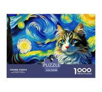 Chat Puzzle Raffiné Conçu pour Instants Paisibles en Intérieur, Valorisant Fantastique par Une Structure Fluide Propice À La Concentration Et Au Bien Être 52x38cm/1000pcs