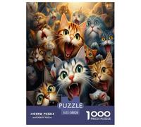 Chat Puzzles 1000 Pieces Cadeau Unique Jeu Éduchatif Défi Jouet À De Qualité Supérieure Peinture Art pour Adultes Et Enfants 38x26cm/1000pcs