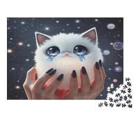 Chat Qui pleure dans l'espace - Puzzle Stimulant pour Adultes Crâne de Cristal - Jeu éducatif idéal pour la décompression et la décoration Murale - 52 x 38 cm / 1000 pièces