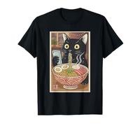 Chat Ramen Japonais Vintage Mangeant des Nouilles Anime Style Art T-Shirt