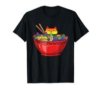 Chat Ramen Pride Rainbow Queer Lesbienne Gay CSD Party LGBTQ T-Shirt