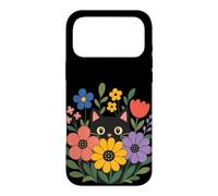 Chat regardant à Travers Les Fleurs Mignon Amateur de Chaton Floral Coque pour iPhone 17 Pro Max
