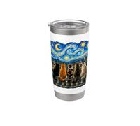 Chat regardant la nuit étoilée Amant des chats Van Gogh Art Cat Mom Gobelet isotherme en acier inoxydable double paroi