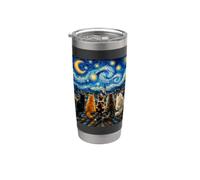 Chat regardant la nuit étoilée Amant des chats Van Gogh Art Cat Mom Gobelet isotherme en acier inoxydable double paroi