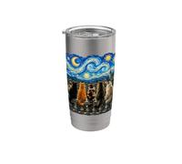 Chat regardant la nuit étoilée Amant des chats Van Gogh Art Cat Mom Gobelet isotherme en acier inoxydable double paroi