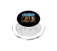 Chat regardant la Nuit étoilée Amant des Chats Van Gogh Art Cat Mom PopSockets PopGrip pour MagSafe