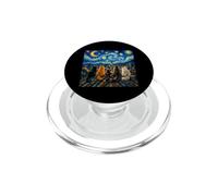 Chat regardant la Nuit étoilée Amant des Chats Van Gogh Art Cat Mom PopSockets PopGrip pour MagSafe