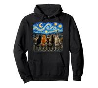 Chat regardant la Nuit étoilée Amant des Chats Van Gogh Art Cat Mom Sweat à Capuche