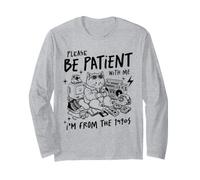 Chat rétro années 90 avec Inscription « Please Be Patient with Me » Manche Longue