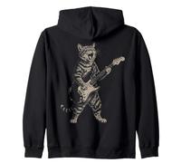 Chat rétro Jouant de la Guitare Style bohème années 90 Art Amateur de Musique Sweat à Capuche