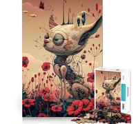 Chat Robot dans Les Fleurs, Puzzle de 1000 pièces pour Adolescents, pour stimuler la mémoire, se détendre et s'évader, Motif à Assembler, Surprise chaleureuse (38x52cm)