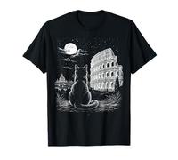 Chat Rome Colisée Pleine Lune Basilique St Pierre Nuit T-Shirt