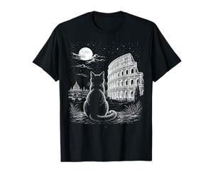 Chat Rome Colisée Pleine Lune Basilique St Pierre Nuit T-Shirt