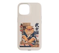 Chat Rouge Maître Sushi Cuisine Japonaise Samouraï Combatteur Coque pour iPhone 15