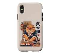 Chat Rouge Maître Sushi Cuisine Japonaise Samouraï Combatteur Coque pour iPhone X/XS