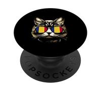 Chat roumain drôle Drapeau roumain Chat PopSockets PopGrip Adhésif