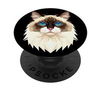 Chat Sacré de Birmanie Birman Cat Doux de Birmanie Chats PopSockets PopGrip Adhésif