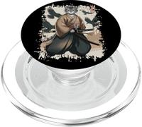Chat Samouraï 狭義 Japonais avec Corbeaux Art Katana Animal PopSockets PopGrip pour MagSafe