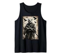 Chat samouraï avec Katana dans Un Dessin animé Guerrier Japonais à l'encre Débardeur