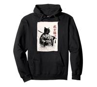 Chat samouraï avec Katana dans Un Dessin animé Guerrier Japonais à l'encre Sweat à Capuche