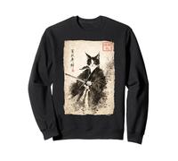 Chat samouraï avec Katana dans Un Dessin animé Guerrier Japonais à l'encre Sweatshirt