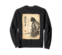 Chat samouraï avec Katana dans Un Dessin animé Guerrier Japonais à l'encre Sweatshirt