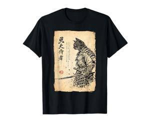Chat samouraï avec Katana dans Un Dessin animé Guerrier Japonais à l'encre T-Shirt