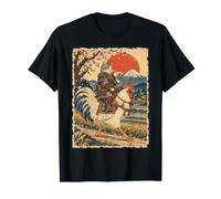 Chat samouraï équitation Coq Japonais T-Shirt