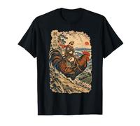 Chat samouraï équitation Coq Morning Patrol Art Japonais T-Shirt