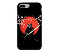 Chat samouraï féroce avec épée et Fleurs de Cerisier Coque pour iPhone 7 Plus/8 Plus