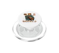 Chat samouraï Japonais Jouant de la Guitare PopSockets PopGrip pour MagSafe