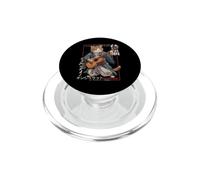Chat samouraï Japonais Jouant de la Guitare PopSockets PopGrip pour MagSafe
