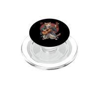 Chat samouraï Japonais Jouant de la Guitare PopSockets PopGrip pour MagSafe