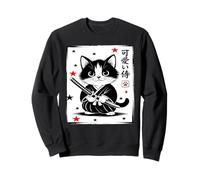 Chat samouraï Japonais Sumi-e Art Kawaii Fantaisie drôle Sweatshirt