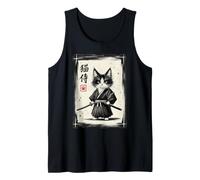 Chat samouraï Japonais Sumi-e Kawaii Tuxedo Cat Warrior Art Débardeur