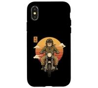 Chat samouraï Japonais sur Moto Kawaii Ninja Cat Biker Coque pour iPhone X/XS
