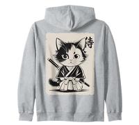 Chat Samourai Ninja Guerrier Art Japonais Style Rétro Chaton Sweat à Capuche