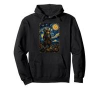 Chat Samouraï Nuit étoilée Art Japon Félin Van Gogh Warrior Sweat à Capuche