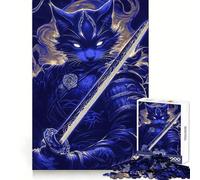 Chat samouraï Russe avec épée Puzzle de 1000 pièces pour Adultes Renforce la mémoire, soulage Le Stress Qualité supérieure Cadeau d'anniversaire Surprise (38x26cm)