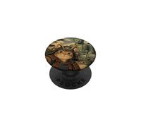 Chat samouraï Selfie au Grand Bouddha de Kamakura Ukiyo-e PopSockets PopGrip Adhésif