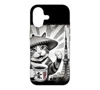 Chat samouraï sirotant Un thé Tokyo Tower Art Japonais Coque pour iPhone 17