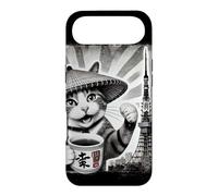 Chat samouraï sirotant Un thé Tokyo Tower Art Japonais Coque pour iPhone Air